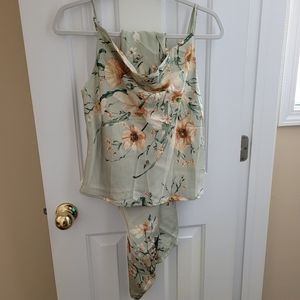 SHEIN Draped Neck Floral Cami 2-pc